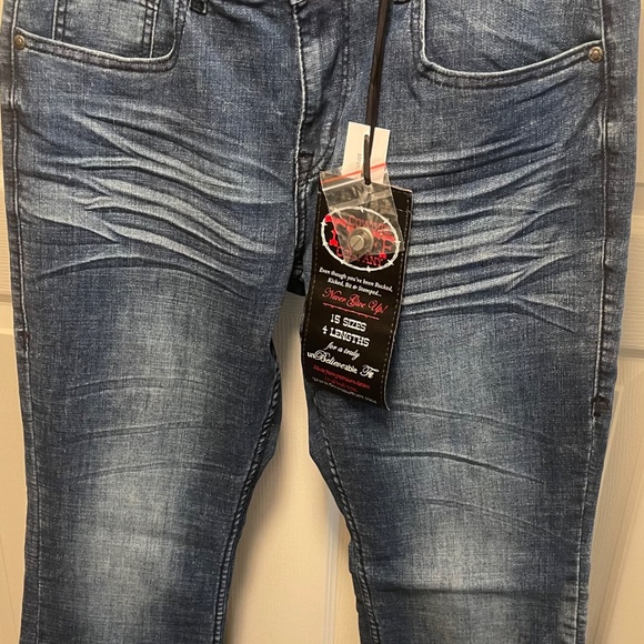 Cowgirl Tuff Bootcut Jeans~Size 30~ Regular~NWT~Turquoise & Pink Pocket Design - Picture 2 of 3